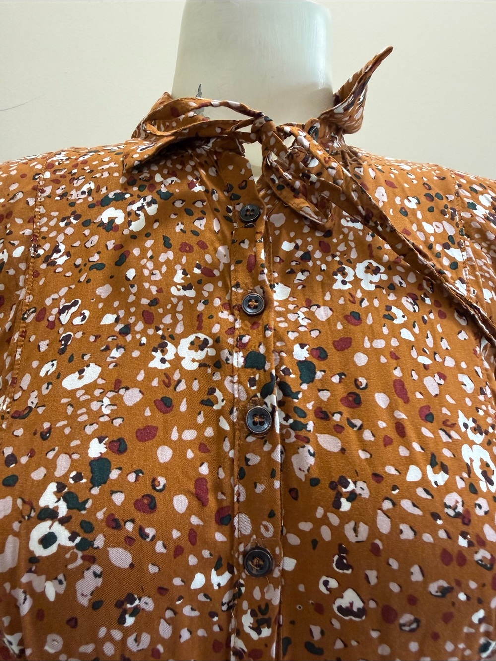 Free People Printed  Button-Front Midi Dress in Rust - Picture 3 of 8